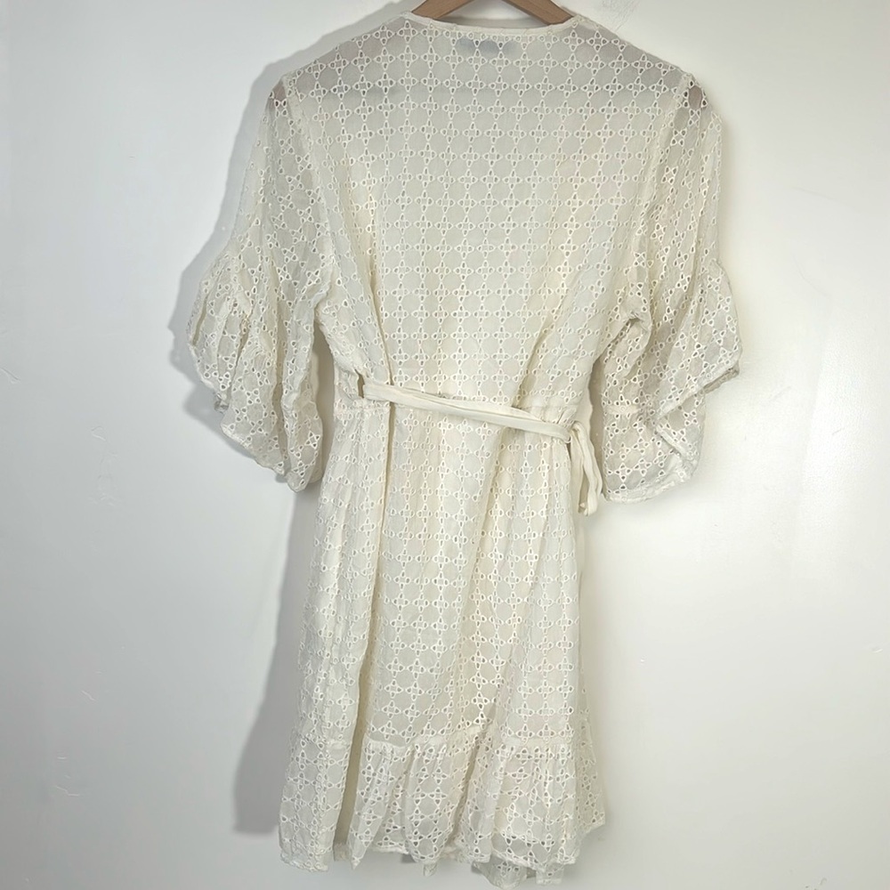 ALLSAINTS eyelet wrap white mini ruffle dress - Picture 12 of 14